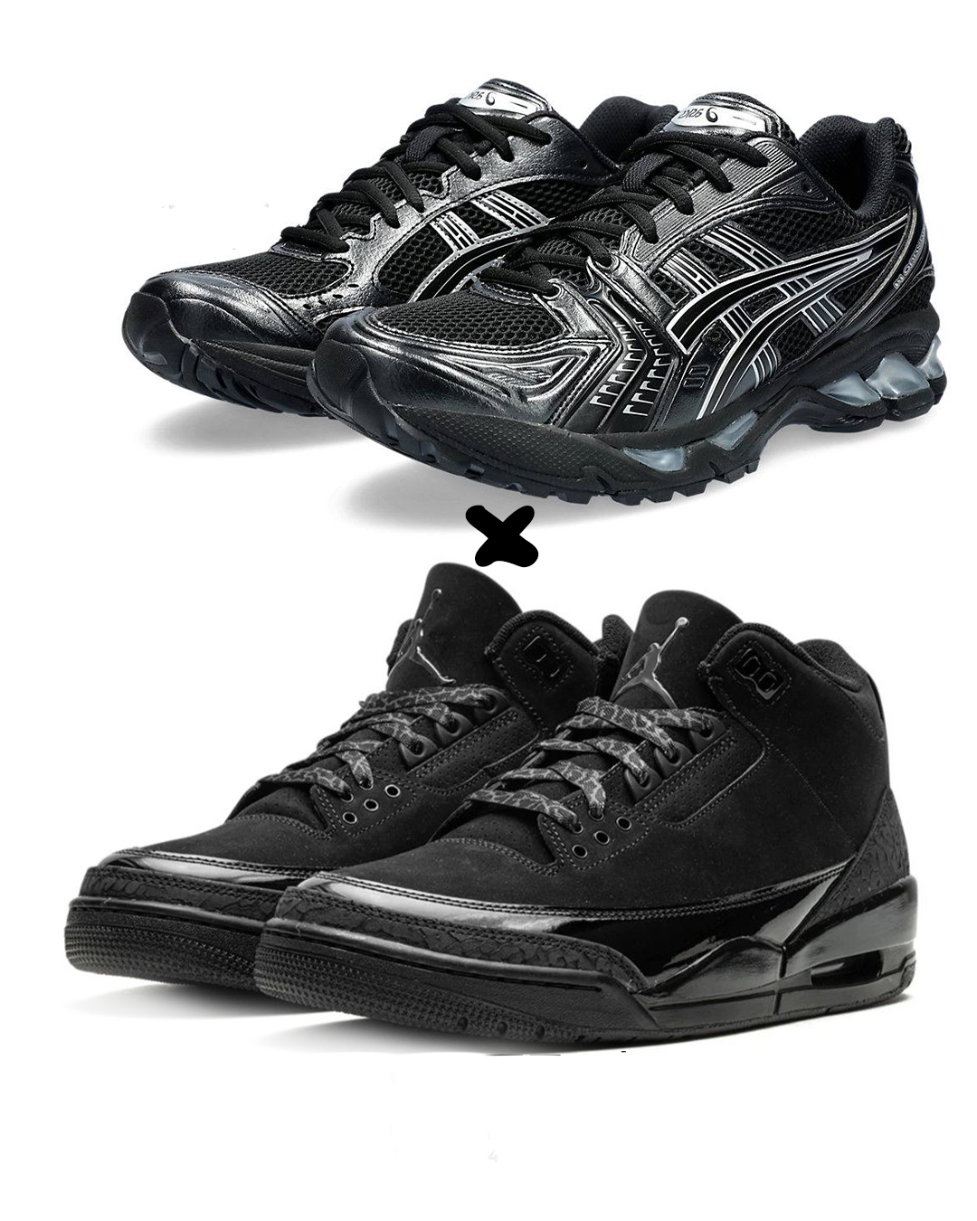  ASICS GEL-KAYANO 14  X.  Air Jordan 3 Retro "Black Cat"